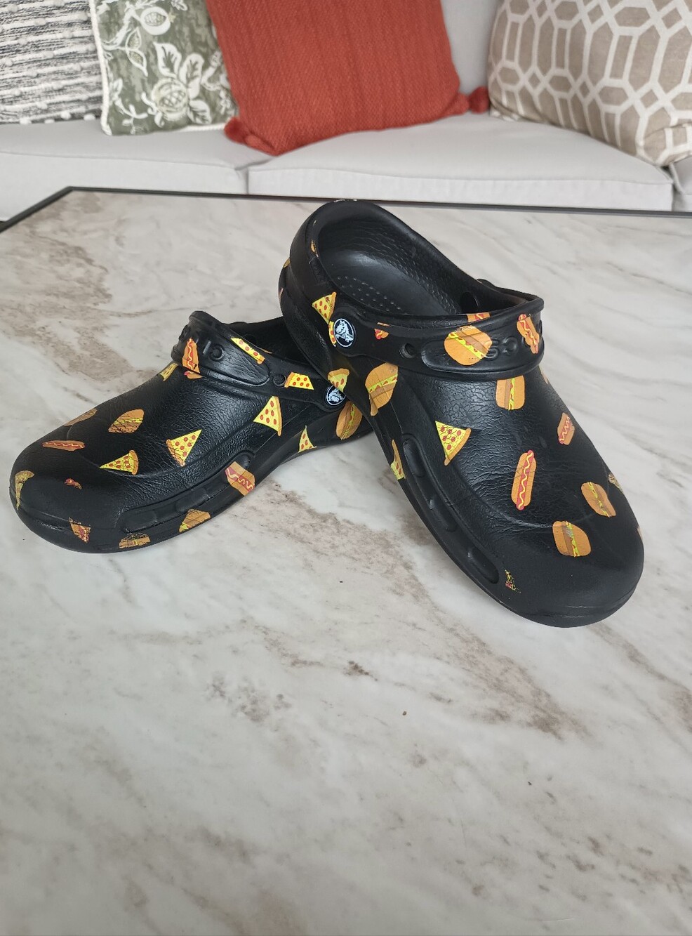 Crocs Bistro Graphic Clogs Sz W7 M5 Hotdogs Hamburger Pizza